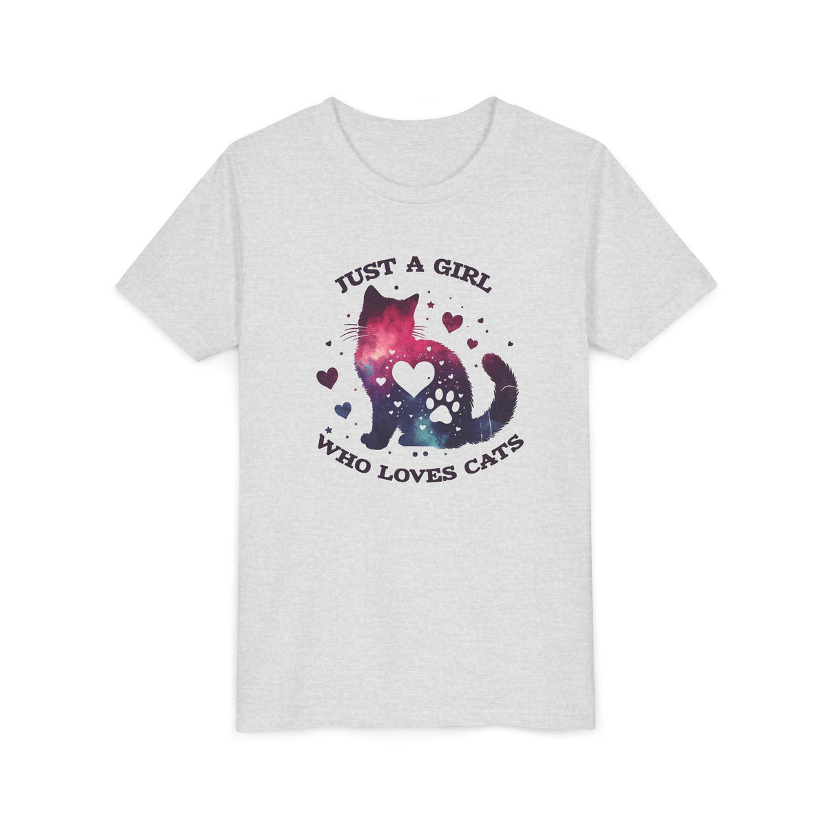 Kids Tee — "Just a Girl Who Loves Cats" Galaxy Cat Kids T‑Shirt