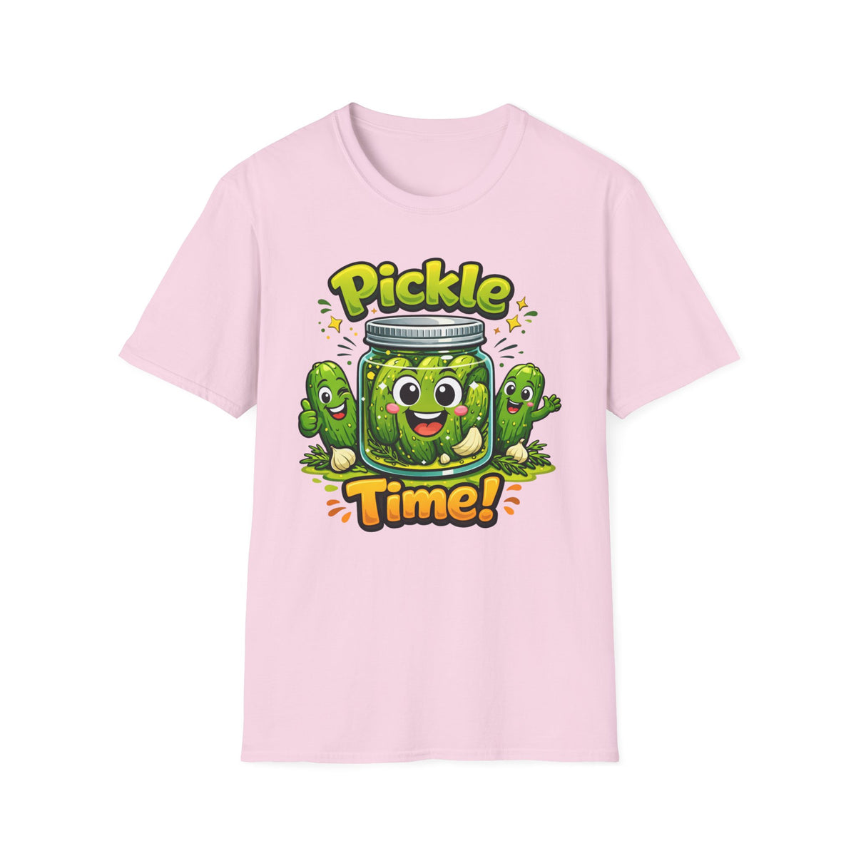 Pickle Time T-Shirt — Cute Cartoon Pickle Jar Graphic Tee