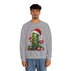 MD - Christmas Pickle Sweatshirt – Cute Holiday Pickle in Santa Hat with Candy Cane & Hot Cocoa