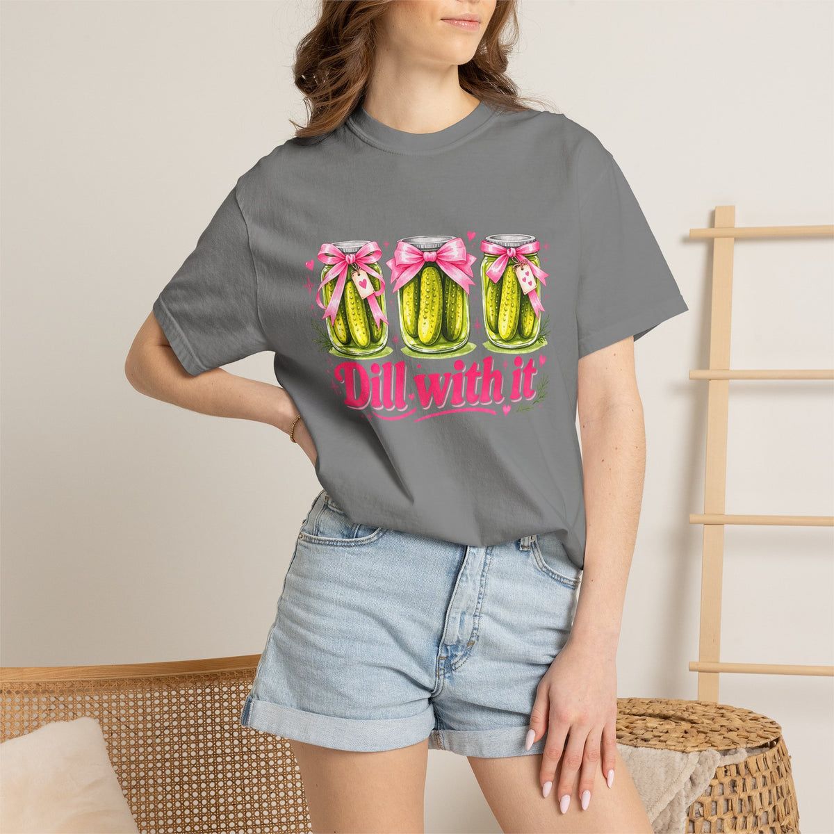 Dill With It T-Shirt — Cute Pickle Graphic Tee for Foodie & Mom Gifts