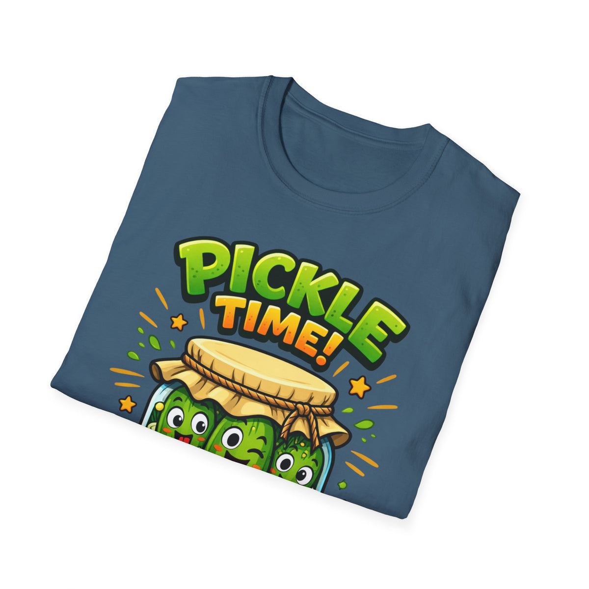 Adult Unisex Pickle Time T-Shirt — Cute Cartoon Pickle Jar Tee
