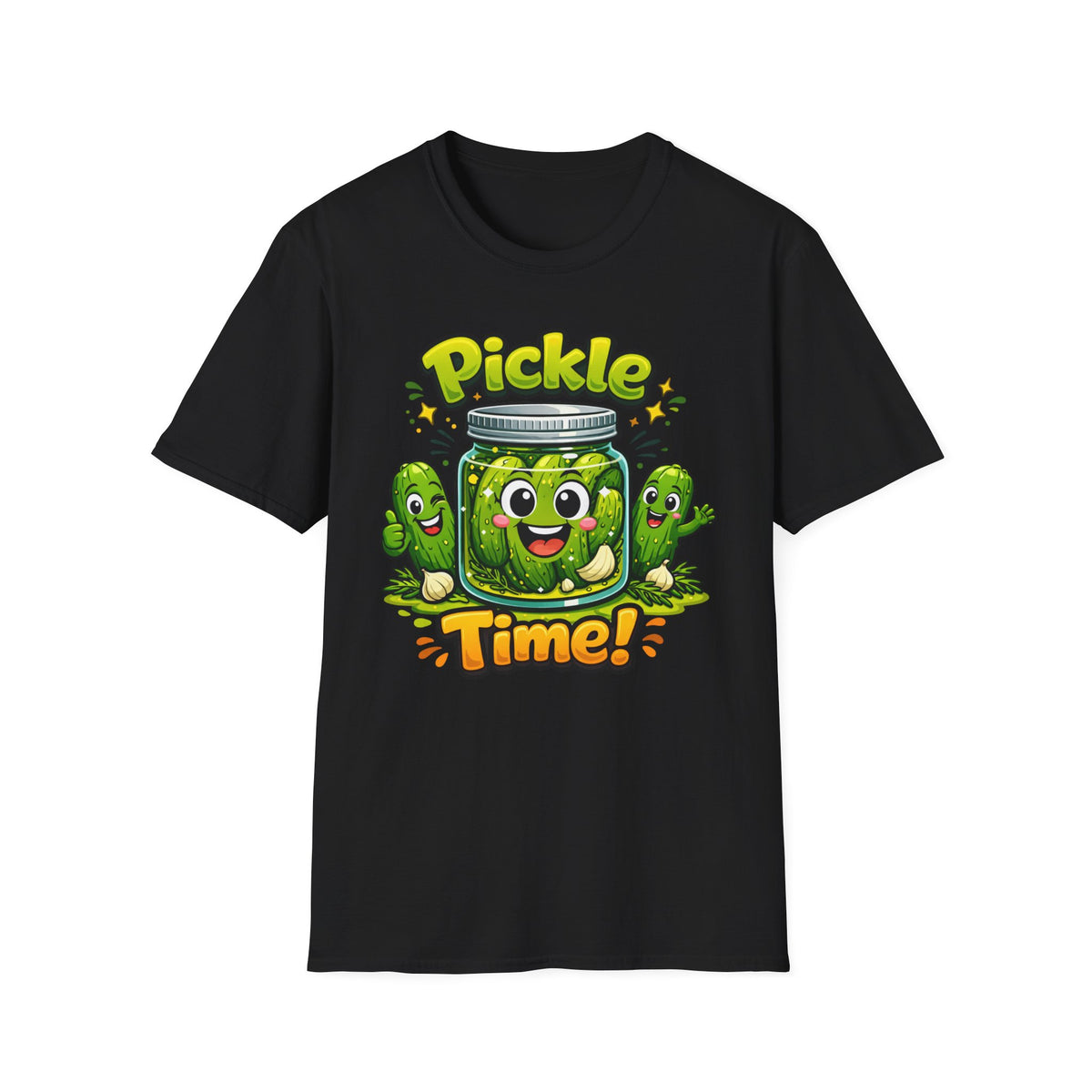 Pickle Time T-Shirt — Cute Cartoon Pickle Jar Graphic Tee