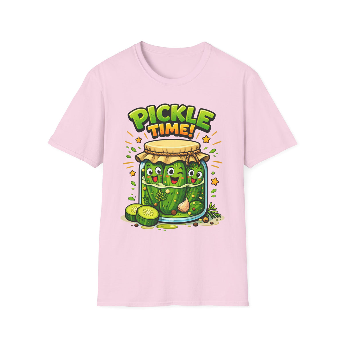 Adult Unisex Pickle Time T-Shirt — Cute Cartoon Pickle Jar Tee