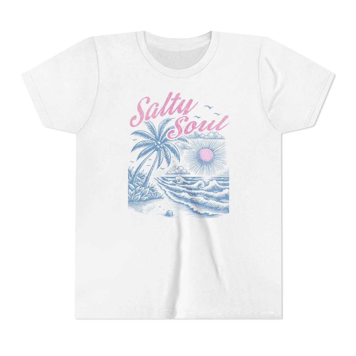 Kids Tee - "Salty Soul" Pastel Beach Palm Graphic