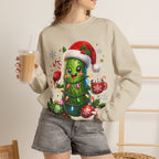 MD - Christmas Pickle Sweatshirt – Cute Holiday Pickle in Santa Hat with Candy Cane & Hot Cocoa