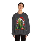 MD - Christmas Pickle Sweatshirt – Cute Holiday Pickle in Santa Hat with Candy Cane & Hot Cocoa