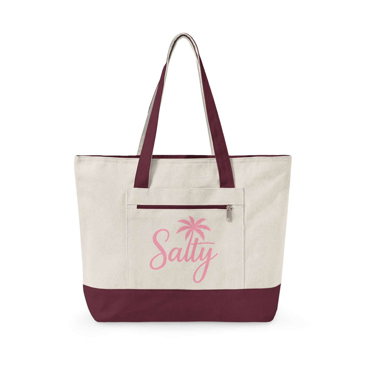 Beach Life Canvas Tote - "Life is Better at the Beach" Zippered Tote Bag
