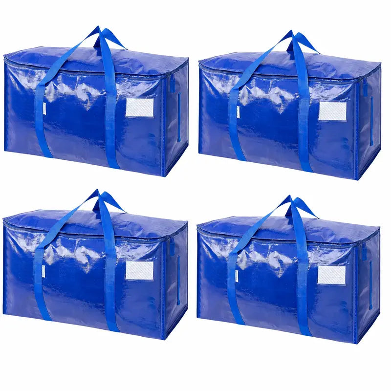 6-Pack 25-Gal Extra Large Zippered Clothes Storage Bags, Heavy-Duty Coated PE Foldable Waterproof Organizer with Fygrip Comfortable Grip, Reinforced Handles, Tag Pockets, 29"L X14"W X13"H, 65 Lbs Capacity for Moving, Storage Organization