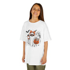 Kids Halloween Ghost Tee – Cute Pumpkin, Bat & Spiderweb Trick-or-Treat Design