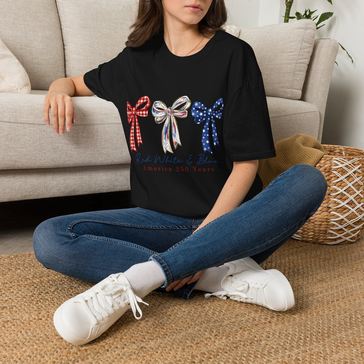 Patriotic Red White & Blue Bow T-Shirt