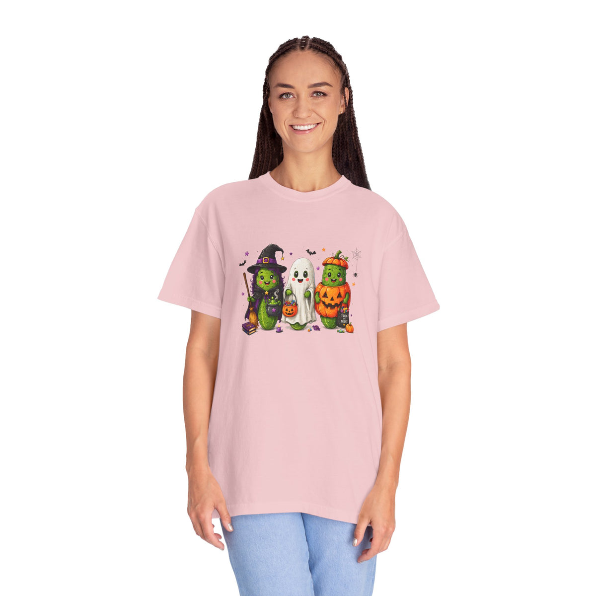 Halloween Trio T-Shirt — Cute Witch, Ghost & Pumpkin Costume Tee