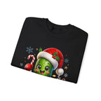 MD - Christmas Pickle Sweatshirt – Cute Holiday Pickle in Santa Hat with Candy Cane & Hot Cocoa