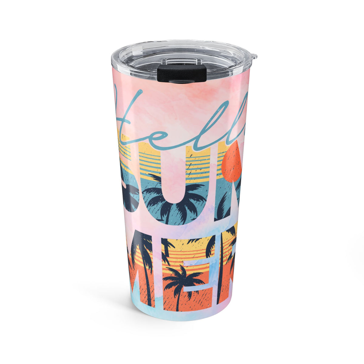20oz Tumbler — "Hello Sunshine" Tropical Sunset Stainless Travel Cup