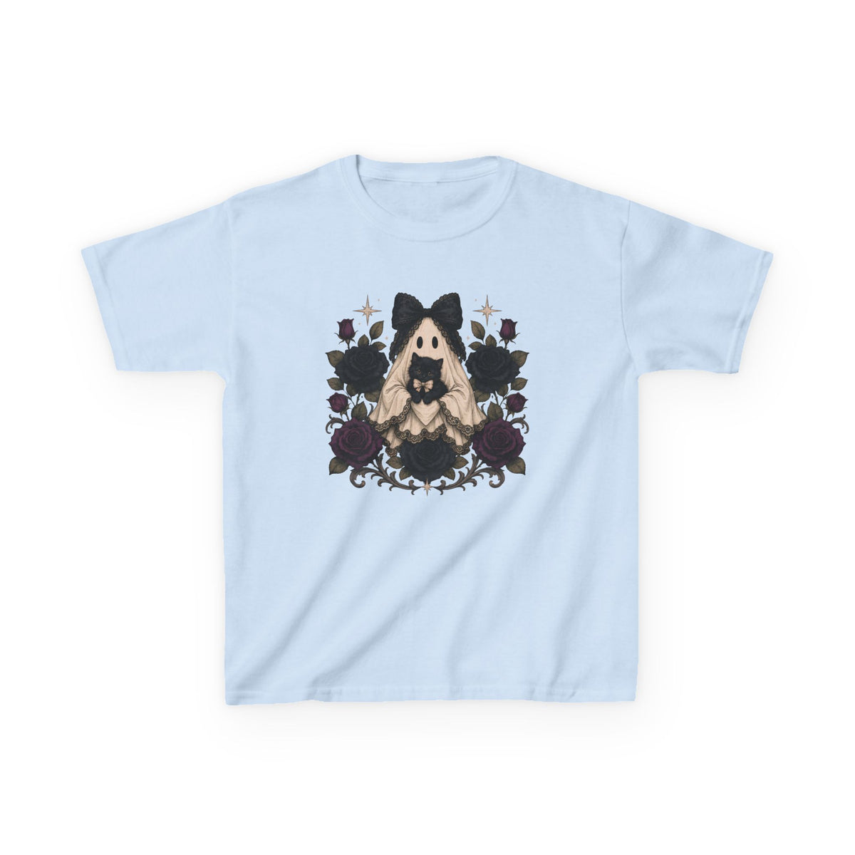 Kids Tee — Gothic Floral Ghost Girl Halloween Shirt