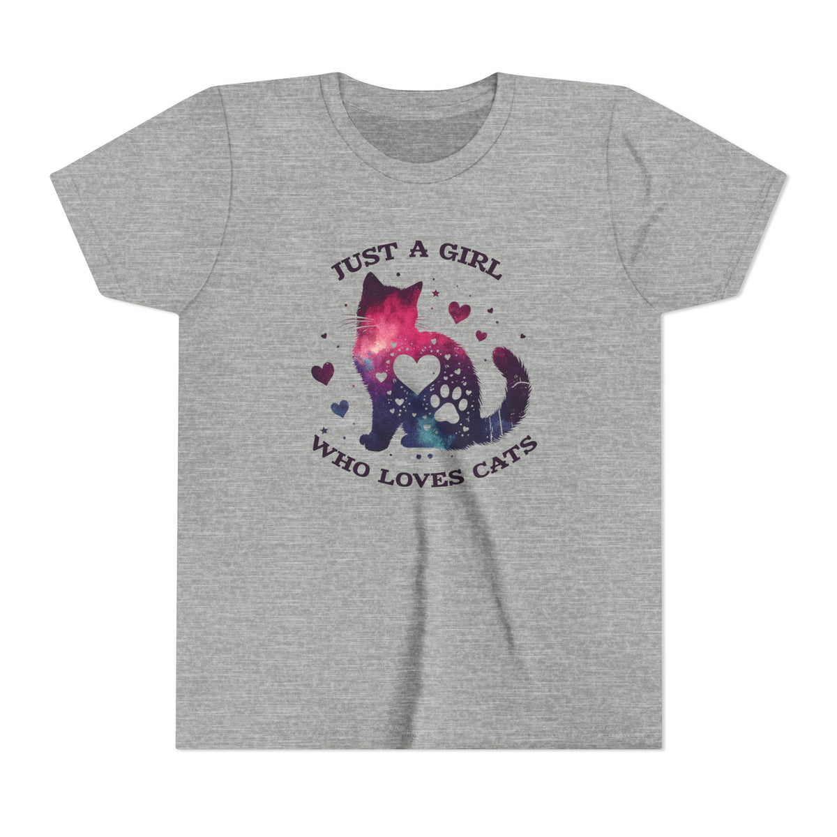 Kids Tee — "Just a Girl Who Loves Cats" Galaxy Cat Kids T‑Shirt