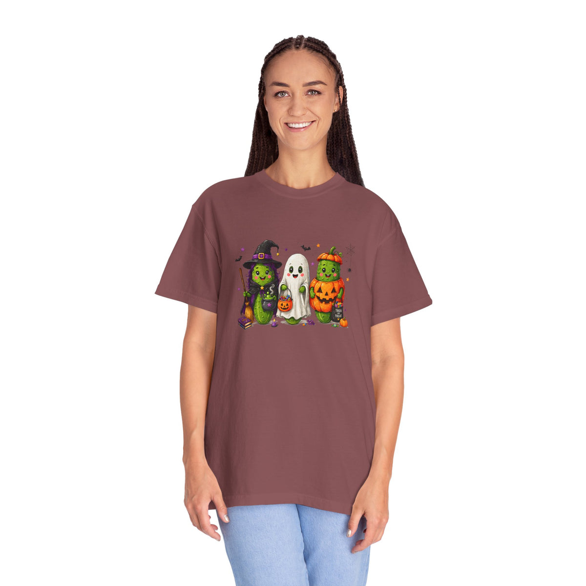 Halloween Trio T-Shirt — Cute Witch, Ghost & Pumpkin Costume Tee