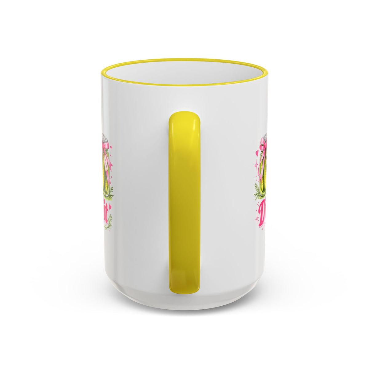 Dill With It Mug — Cute Pickle Jar Coffee Cup (Accent Rim & Handle)