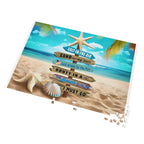 Beach Signpost Jigsaw Puzzle with Tin — 'Salt in the Air, Sand in My Hair' Seaside Puzzle Gift