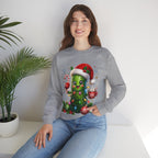MD - Christmas Pickle Sweatshirt – Cute Holiday Pickle in Santa Hat with Candy Cane & Hot Cocoa