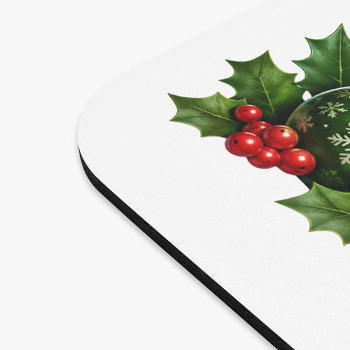 Christmas Cactus Mouse Pad — Cute Santa Hat Holiday Desk Mat with Lights & Hot Cocoa