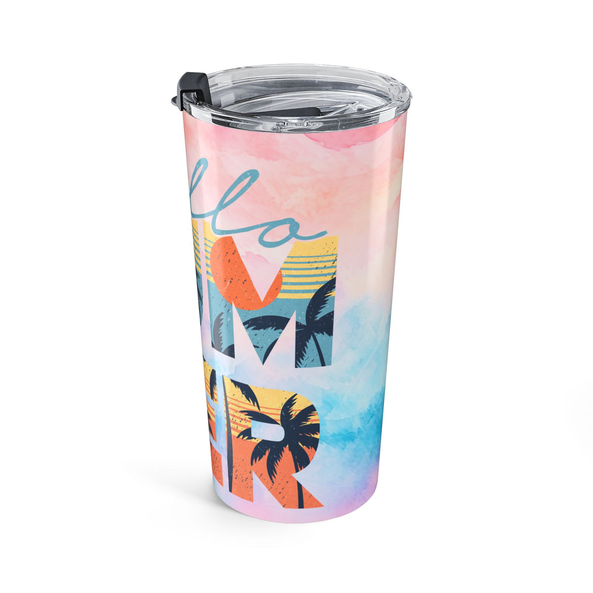 20oz Tumbler — "Hello Sunshine" Tropical Sunset Stainless Travel Cup