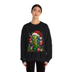 Christmas Pickle Sweatshirt – Cute Santa Hat Pickle with Candy Cane & Hot Cocoa