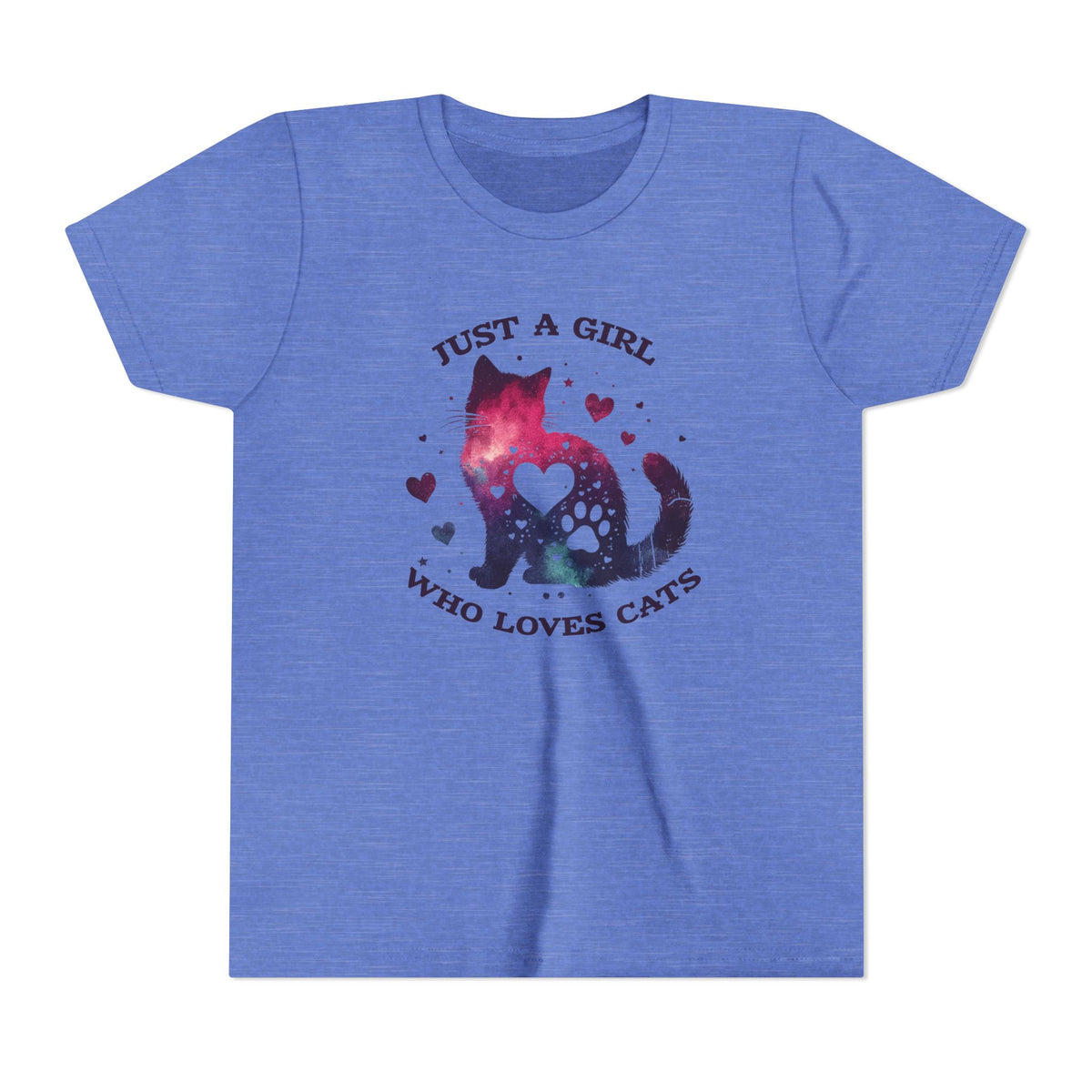 Kids Tee — "Just a Girl Who Loves Cats" Galaxy Cat Kids T‑Shirt