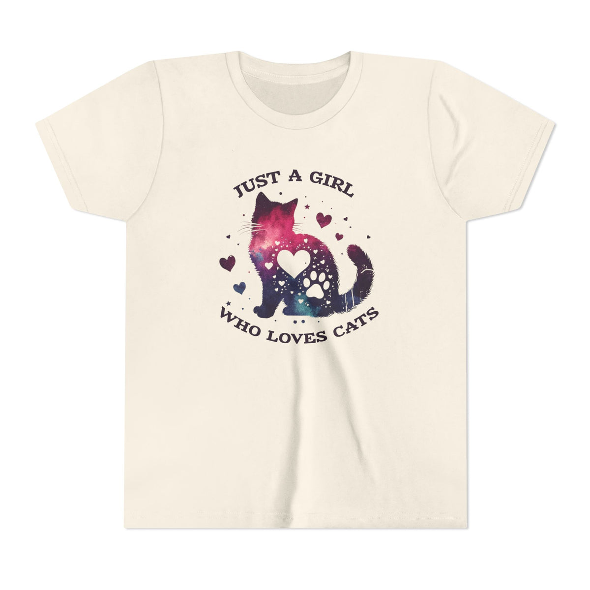 Kids Tee — "Just a Girl Who Loves Cats" Galaxy Cat Kids T‑Shirt