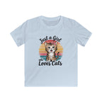 Kids Tee — "Just a Girl Who Loves Cats"