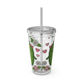 Full Wrap - Cute Pickle Love 16oz Tumbler with Straw — Floral Heart Kawaii Drink Cup