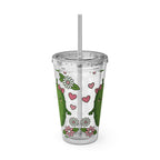 Full Wrap - Cute Pickle Love 16oz Tumbler with Straw — Floral Heart Kawaii Drink Cup