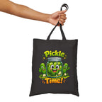 Tote Bag — Cute 'Pickle Time!' Cartoon Jar Canvas Tote (Funny Food Lover Gift)