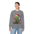 Christmas Pickle Sweatshirt – Cute Santa Hat Pickle with Candy Cane & Hot Cocoa