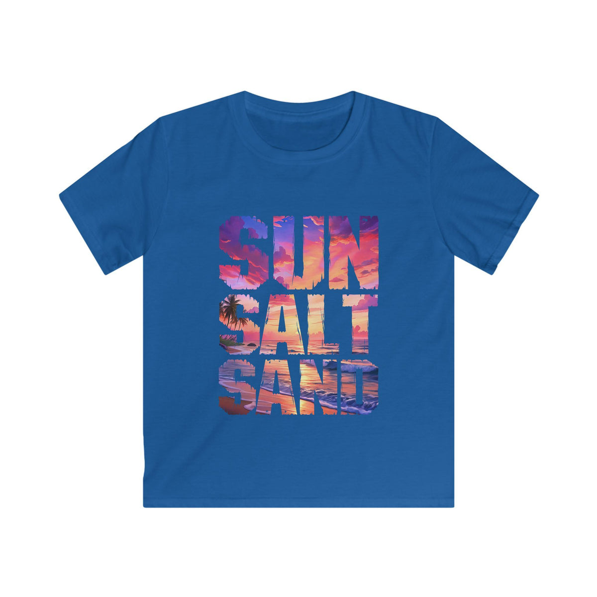 Kids Tee — "Sun Salt Sand" Beach Sunset Graphic