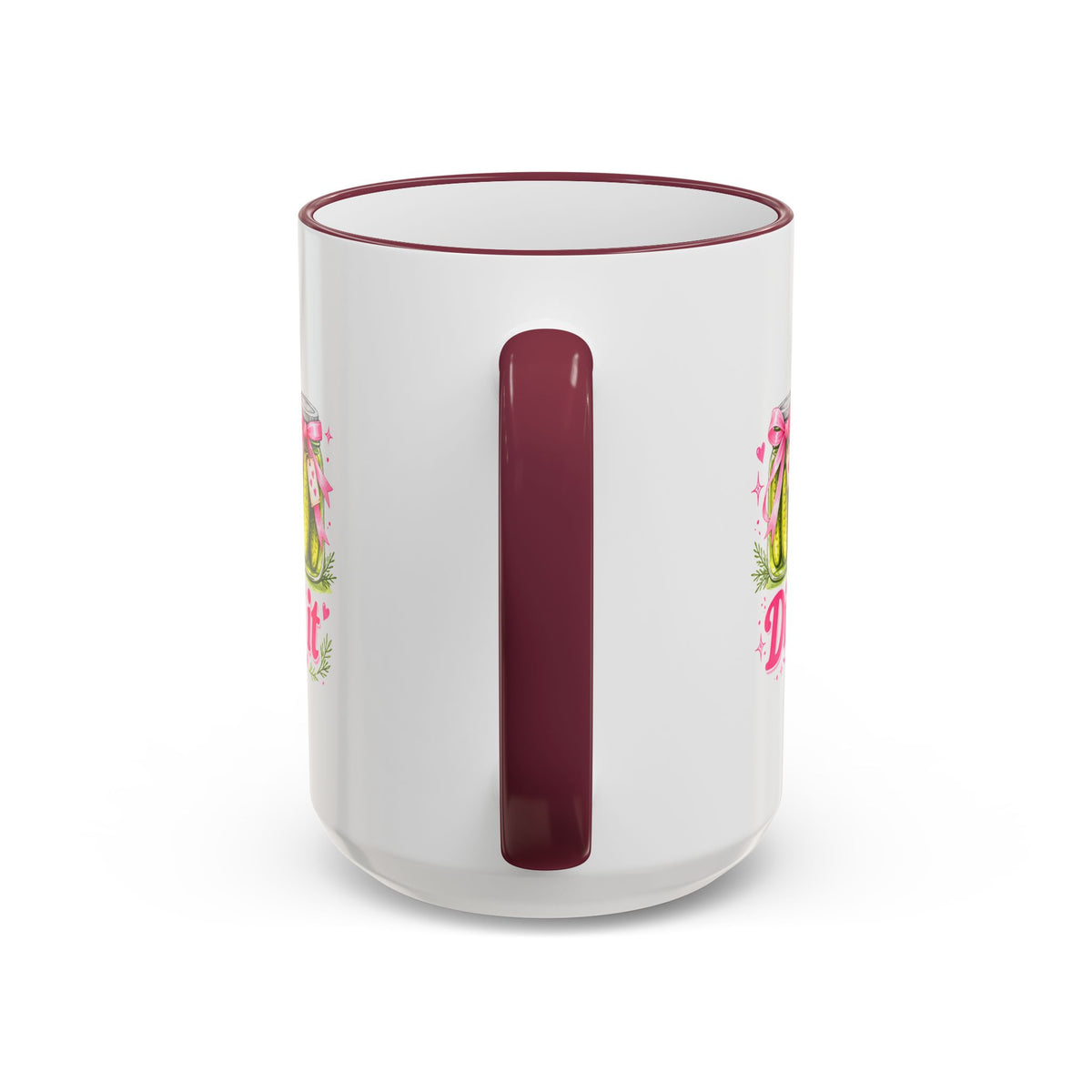Dill With It Mug — Cute Pickle Jar Coffee Cup (Accent Rim & Handle)
