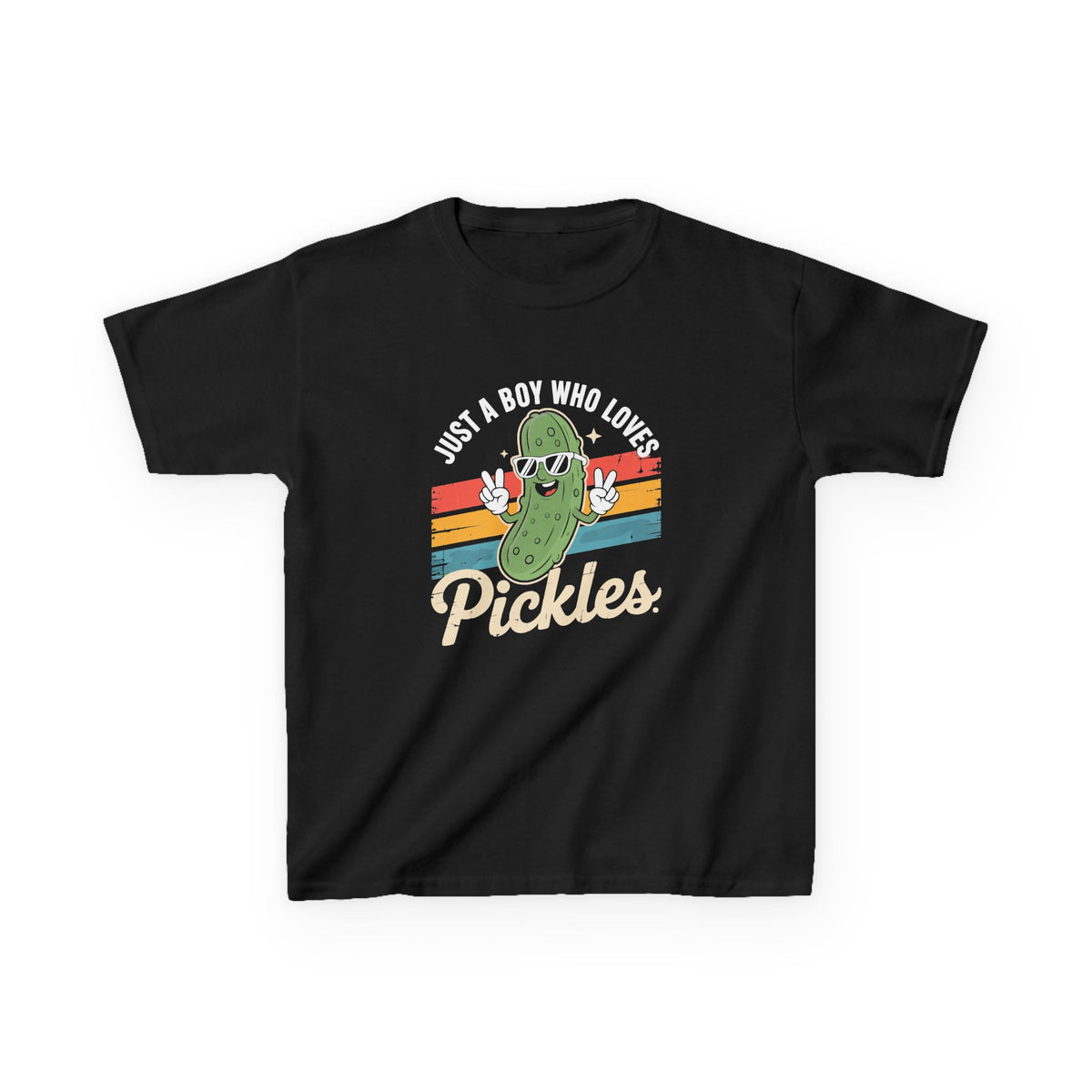 Kids Tee - "Just A Boy Who Loves Pickles" Retro Pickle Graphic