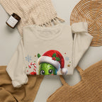 MD - Christmas Pickle Sweatshirt – Cute Holiday Pickle in Santa Hat with Candy Cane & Hot Cocoa