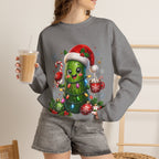 Christmas Pickle Sweatshirt – Cute Santa Hat Pickle with Candy Cane & Hot Cocoa