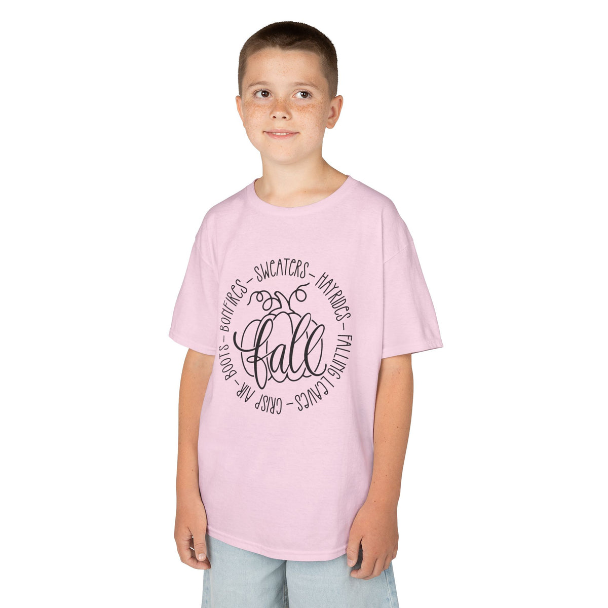 Kids 'Hello Fall' Tee — Playful Pumpkin & Autumn Words