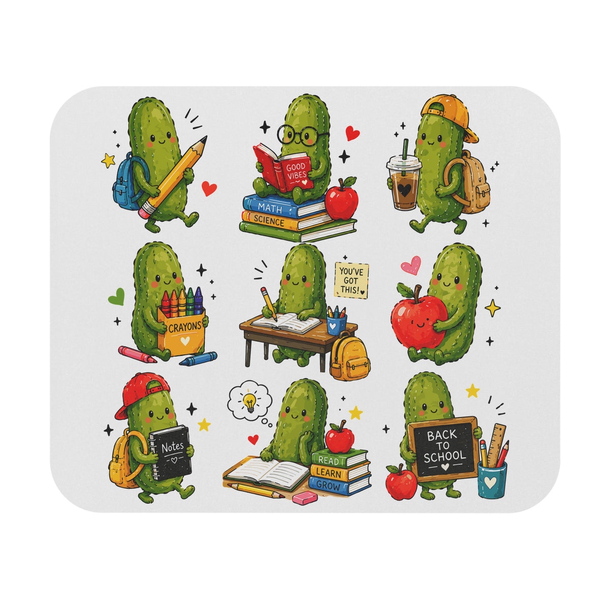Back to School Cute Pickle Mouse Pad — Kawaii Study Desk Mat