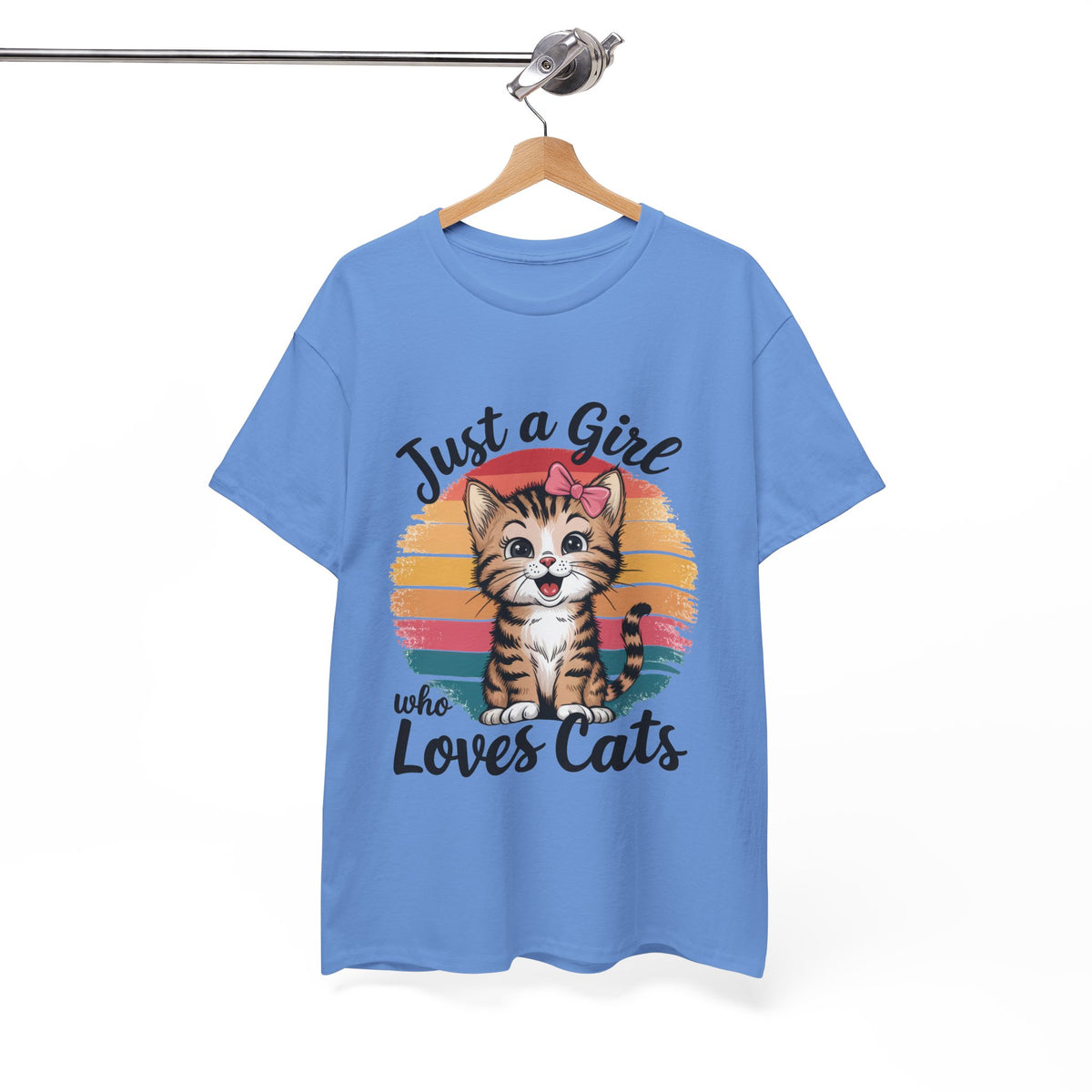 Just a Girl Who Loves Cats T-Shirt — Cute Kitten Retro Sunset Tee for Cat Lovers