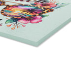Glass Cutting Board – "Beach Vibes" Tropical Sunglasses Design