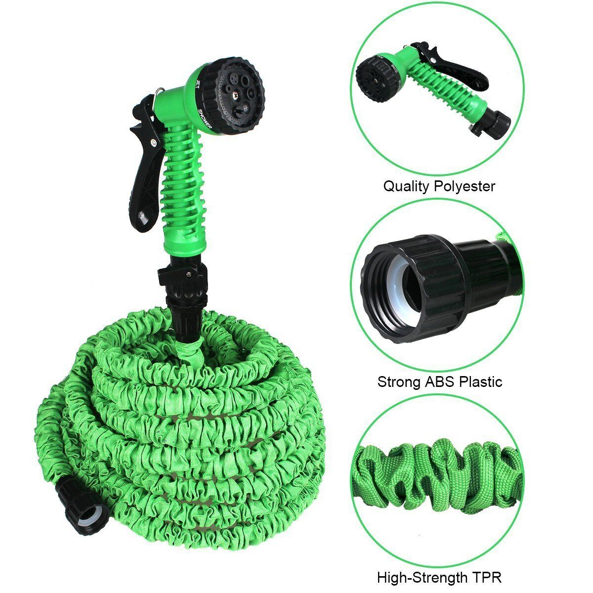 Expanding Expandable Flexible Garden Water Hose w Spray Nozzle 25, 50,