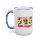 Dill With It Mug — Cute Pickle Jar Coffee Cup (Accent Rim & Handle)