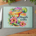Glass Cutting Board — Margarita Weather Tropical Cocktail Design