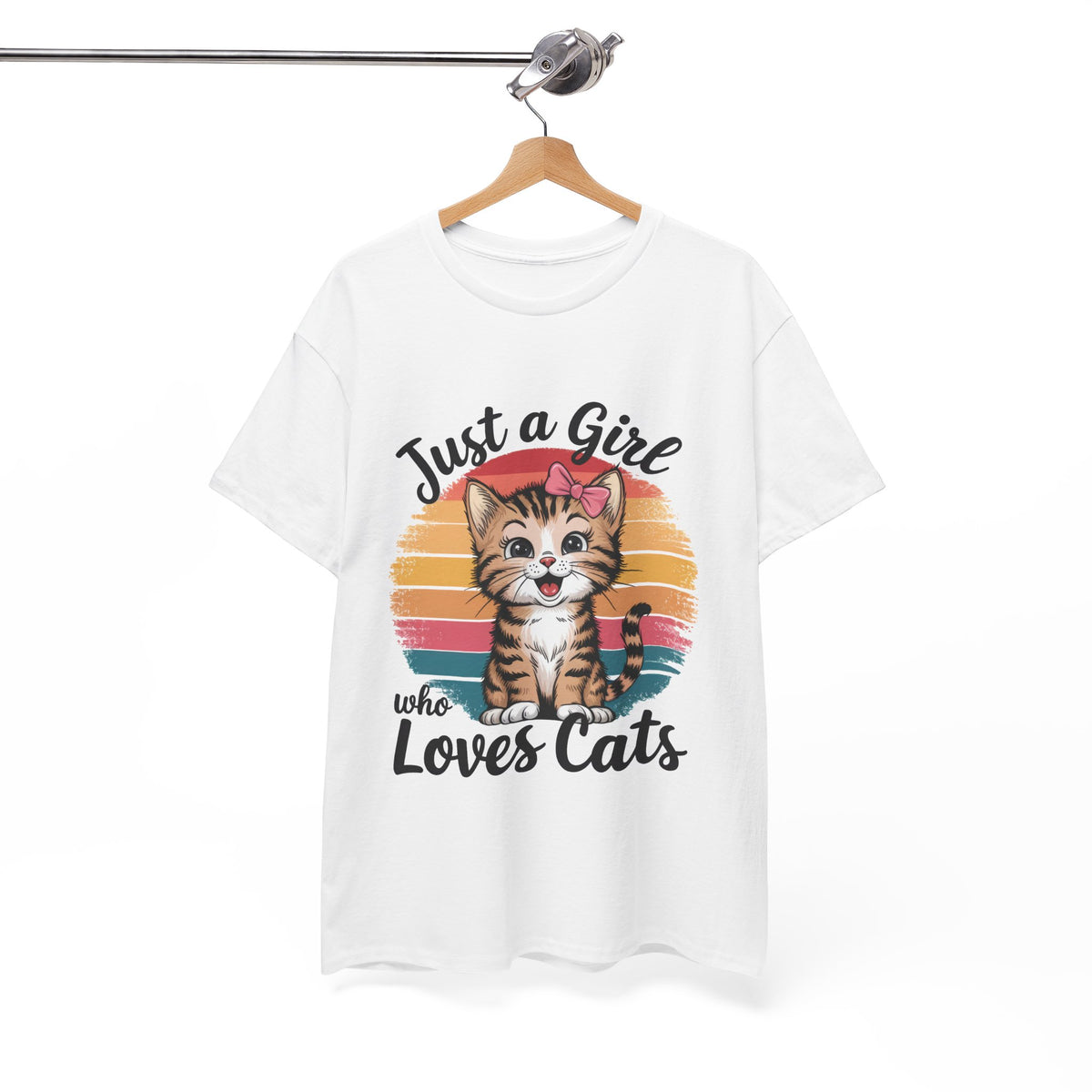 Just a Girl Who Loves Cats T-Shirt — Cute Kitten Retro Sunset Tee for Cat Lovers