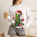 Christmas Pickle Sweatshirt – Cute Santa Hat Pickle with Candy Cane & Hot Cocoa