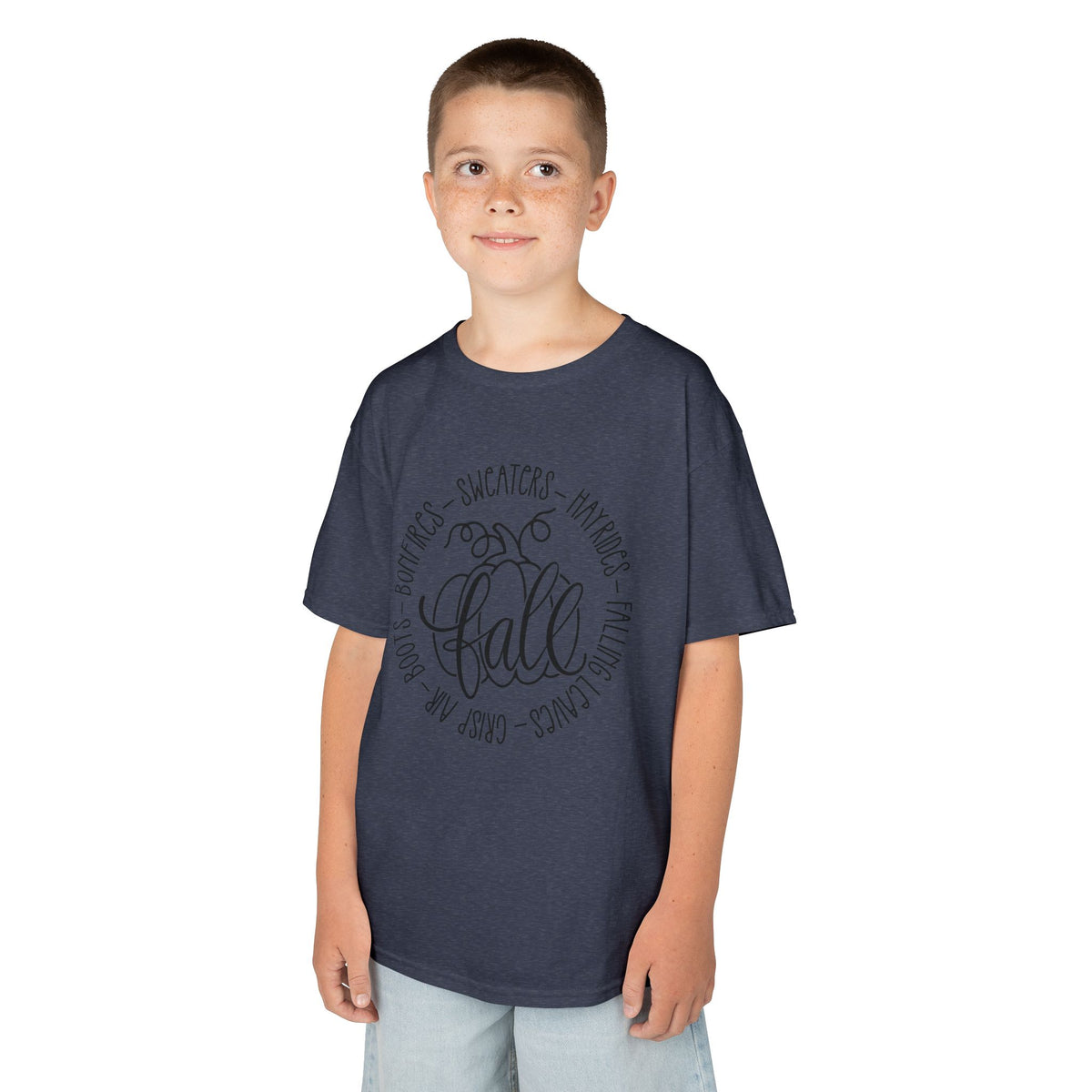 Kids 'Hello Fall' Tee — Playful Pumpkin & Autumn Words