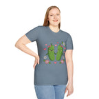 Cute Pickle Couple T-Shirt — Kawaii Matching Pickles with Hearts & Flowers