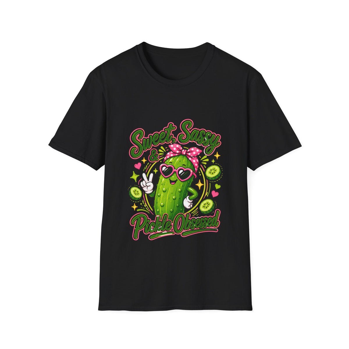 Sweet Sassy Pickle T-Shirt — "Sweet, Sassy & Pickle Obsessed" Cute Cactus/Pickle Graphic Tee